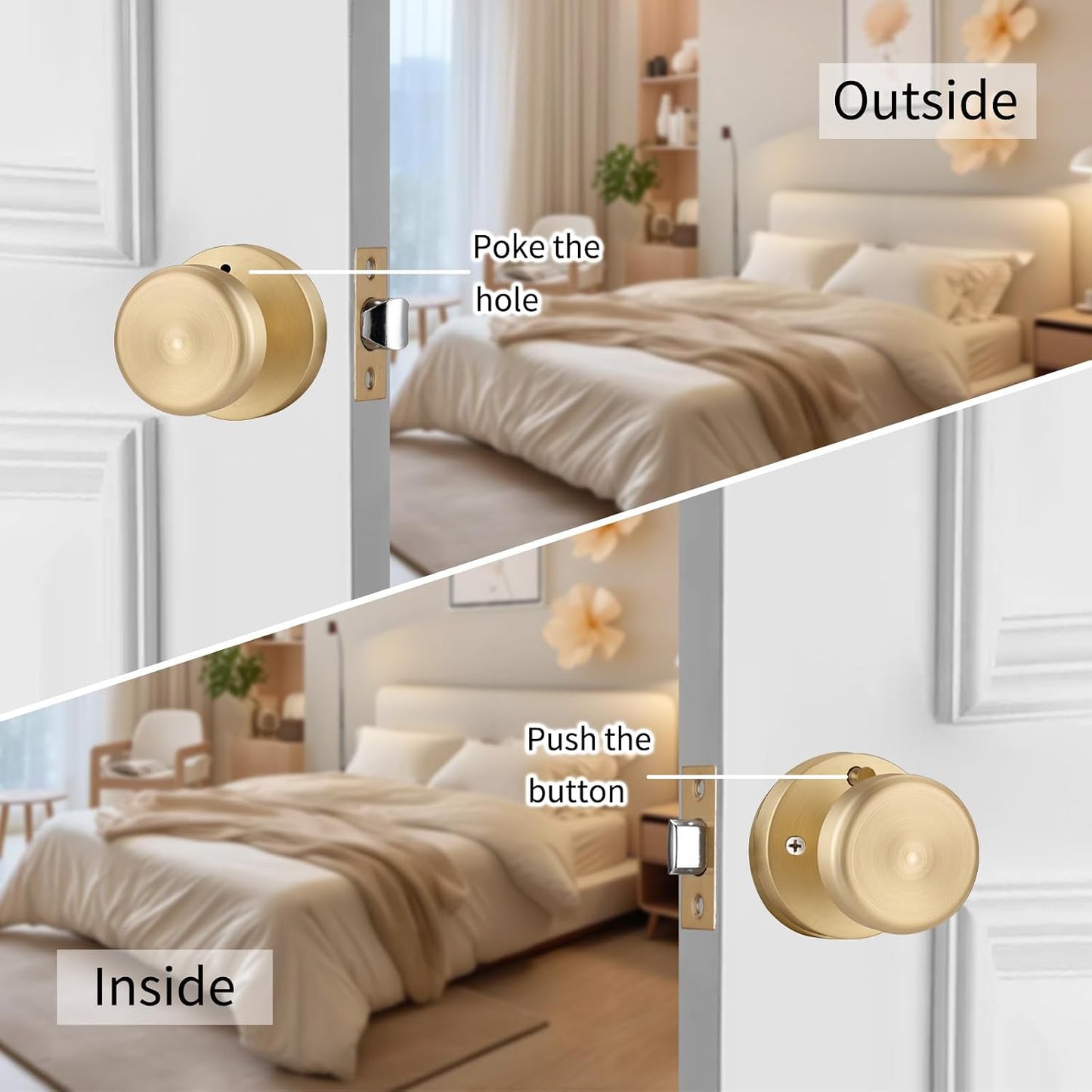 6 Pomas Dorados para Puerta Pismo Resistente
