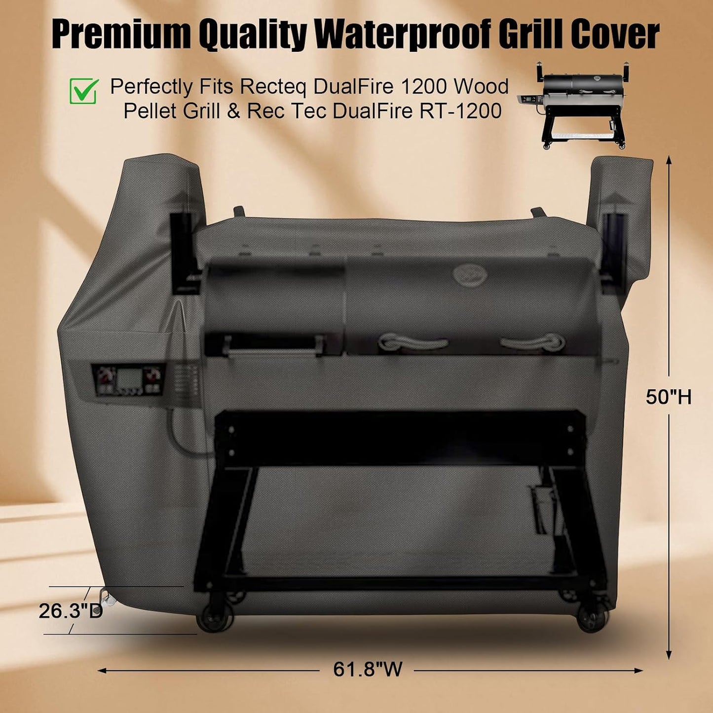 Cubierta parrilla Rectec DualFire 1200 resistente UV