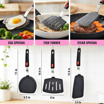 Juego de 3 espátulas de silicona antiadherentes para cocina, sin BPA, resistente al calor