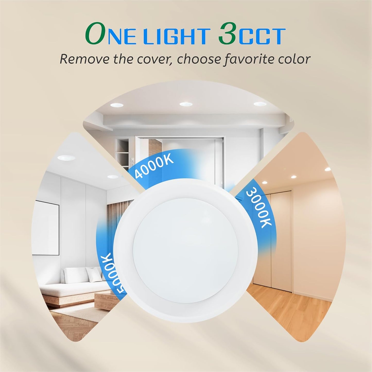 Luz LED disco 5-6 pulg regulable CCT 3000K-5000K