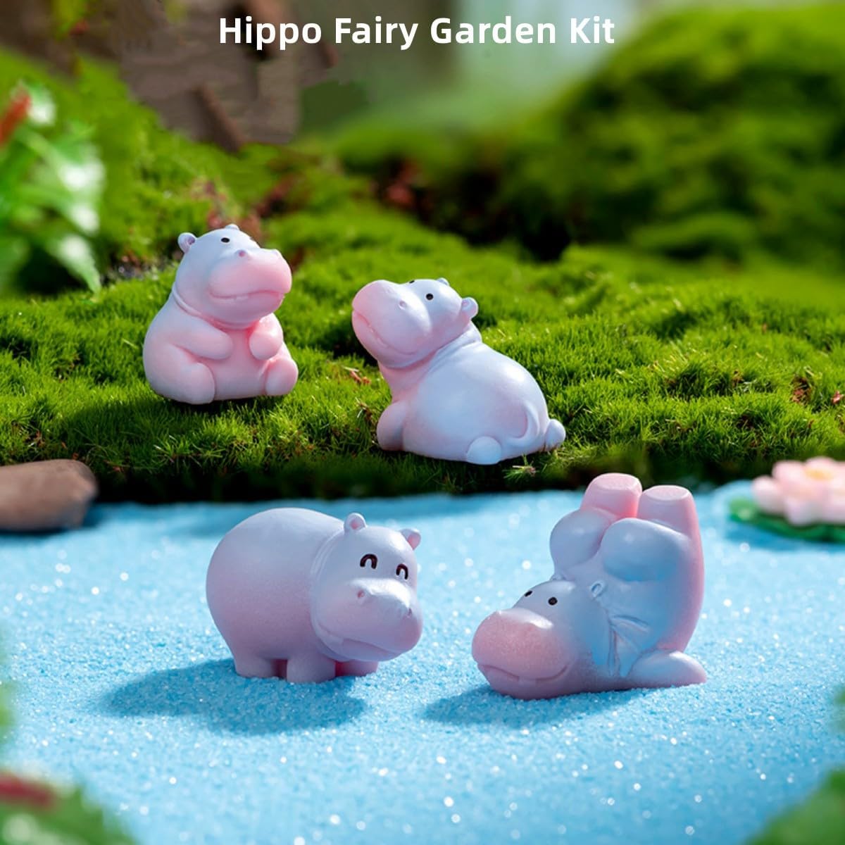 Adorno hipopótamo mini para jardín de hadas y micro paisaje