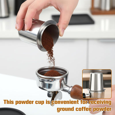 Taza dosificadora de granos de café de acero inoxidable