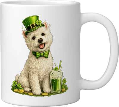 Taza cerámica de perro West Highland Terrier para Día de San Patricio