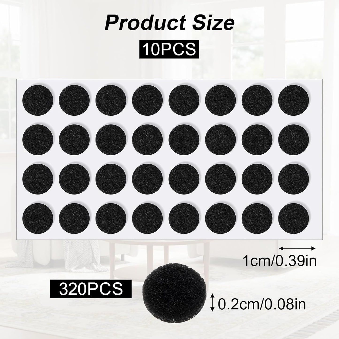 320 Almohadillas Fieltro 3/8pulg Adhesivas para Muebles Puerta