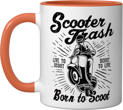 Taza de cerámica scooters trash retro diseño humor orange/white