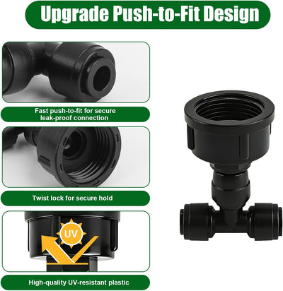 5 Adaptadores grifo riego 3/4 a 1/4 pulg 2 vías