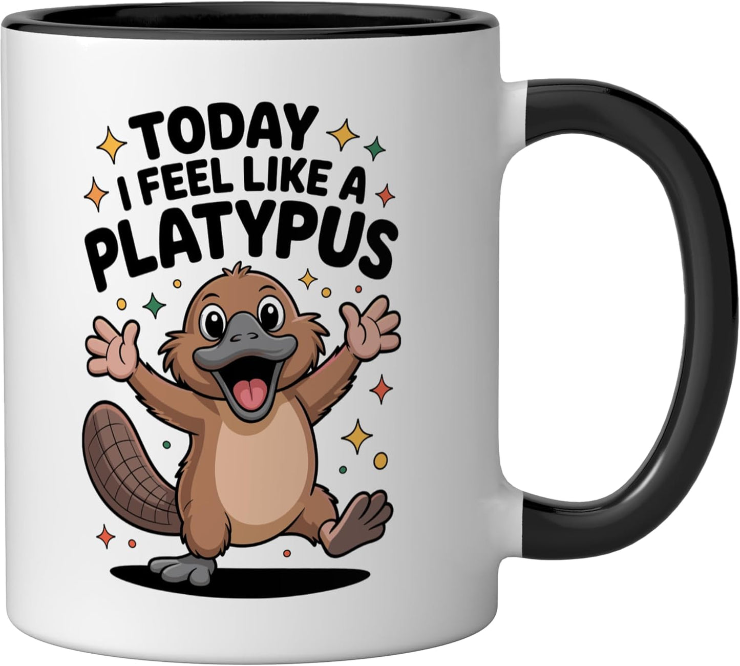 Taza cerámica australiana de platillo divertida negra/blanca