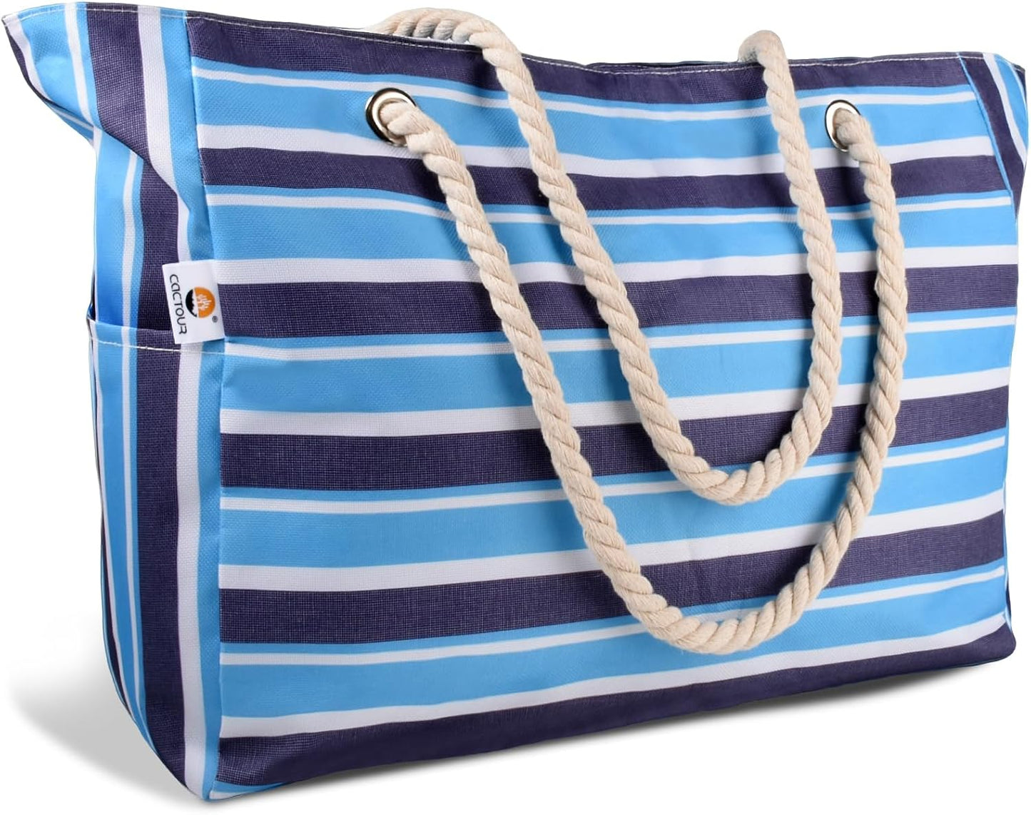 Bolsa playa grande impermeable con bolsillo cremallera para familia