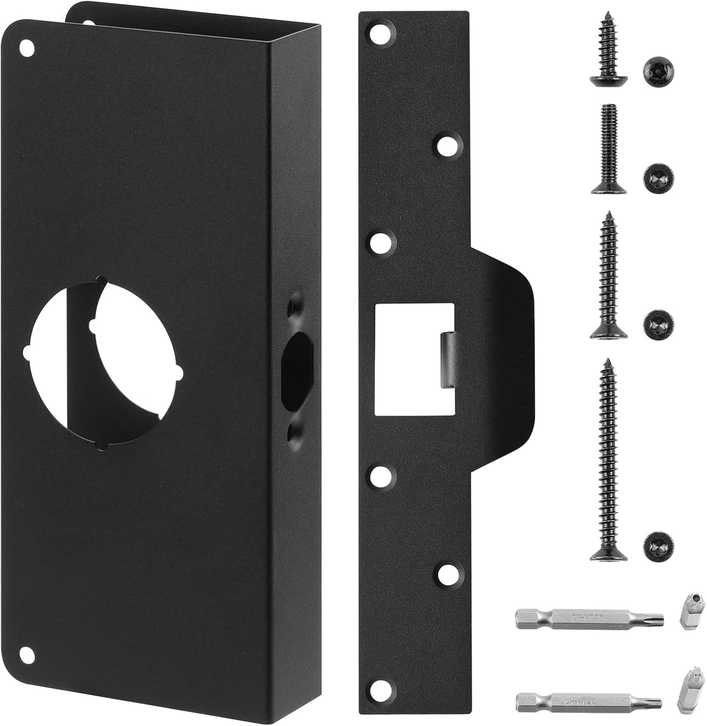 Placa refuerzo puerta acero inox U9585 negra con kit bloqueo U9476