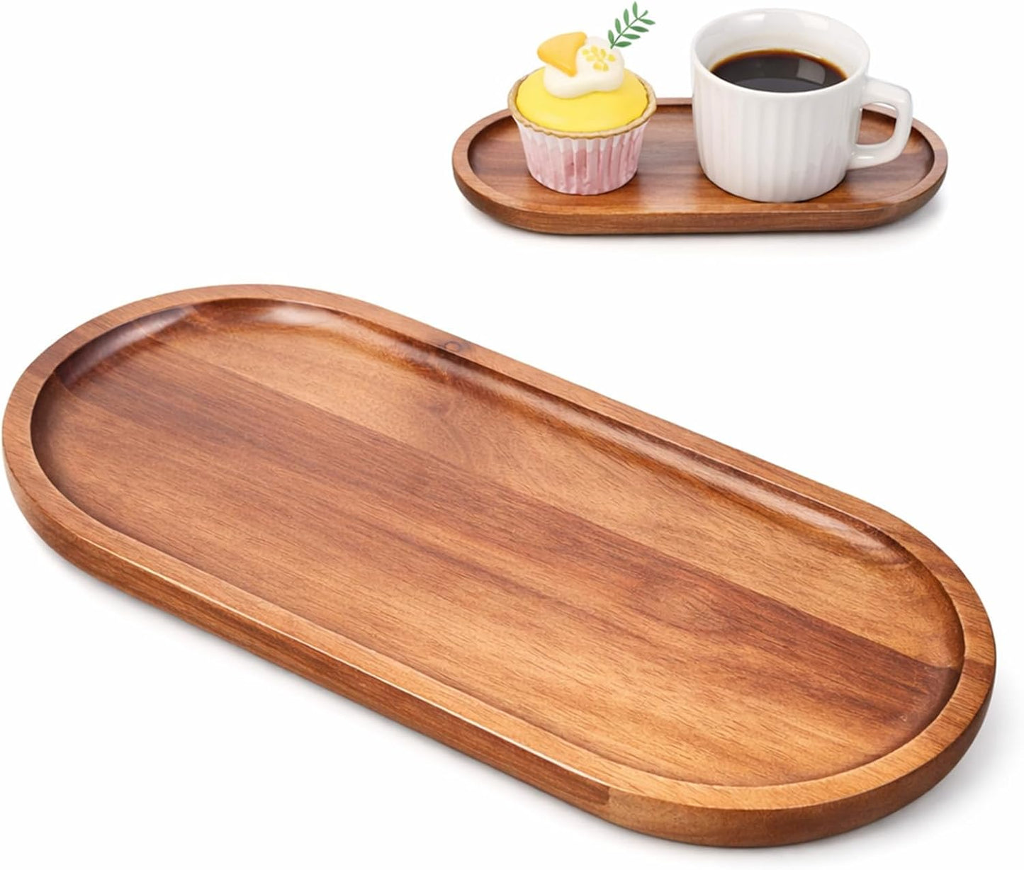 Bandeja decorativa de madera maciza de acacia 9.1 x 4.2 pulgadas