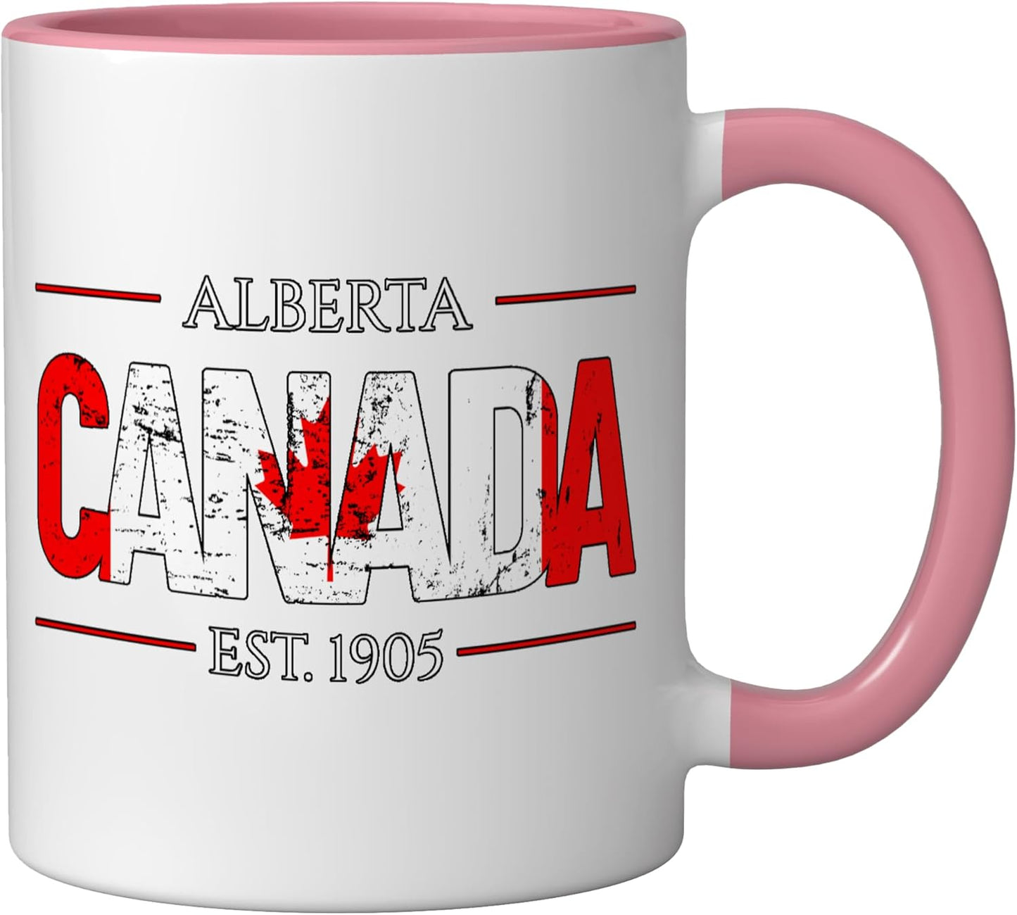 Taza cerámica Alberta Canadá rosa/blanca