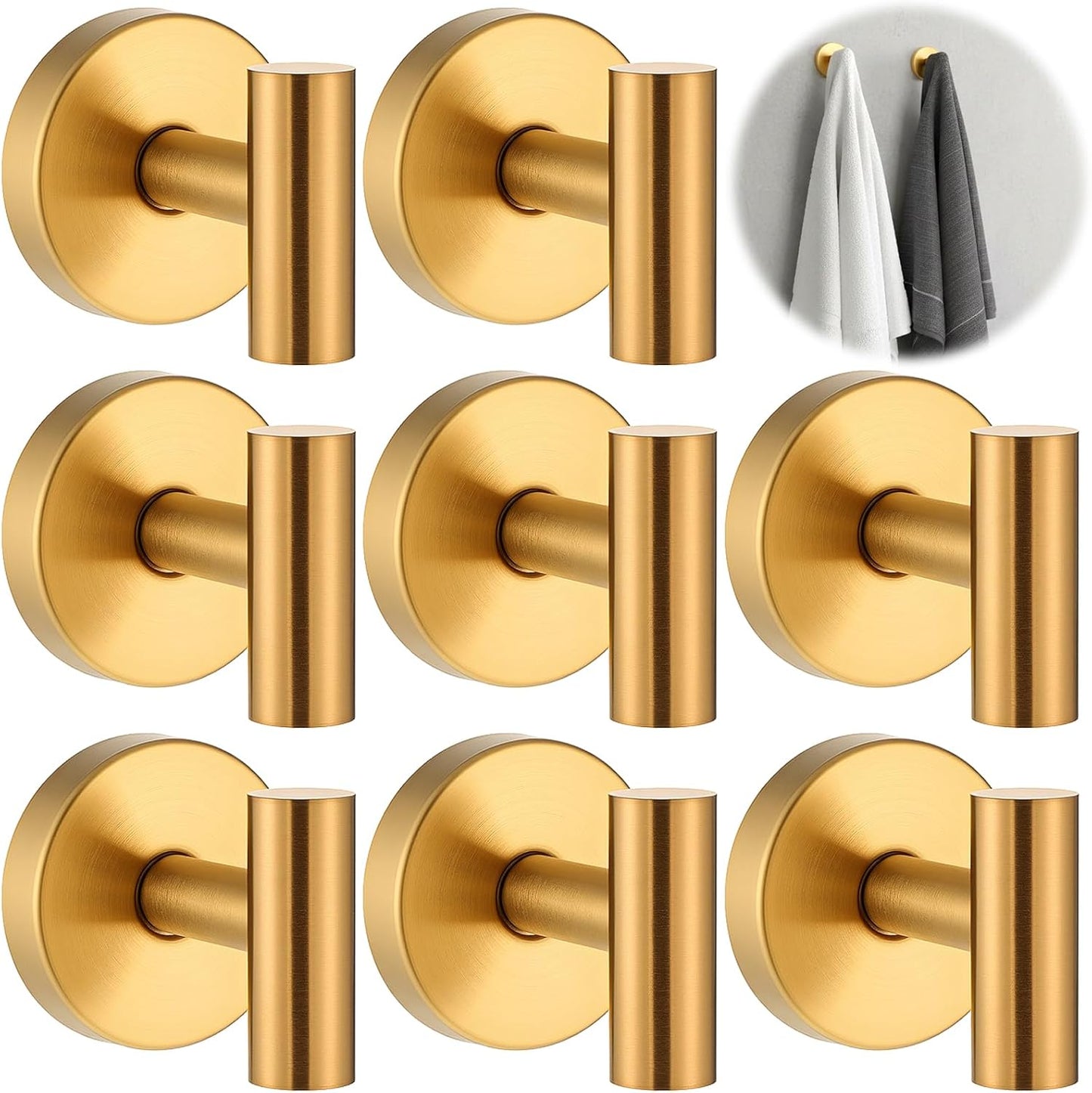 8 Ganchos Ducha Ventosa Metal Vidrio Dorado