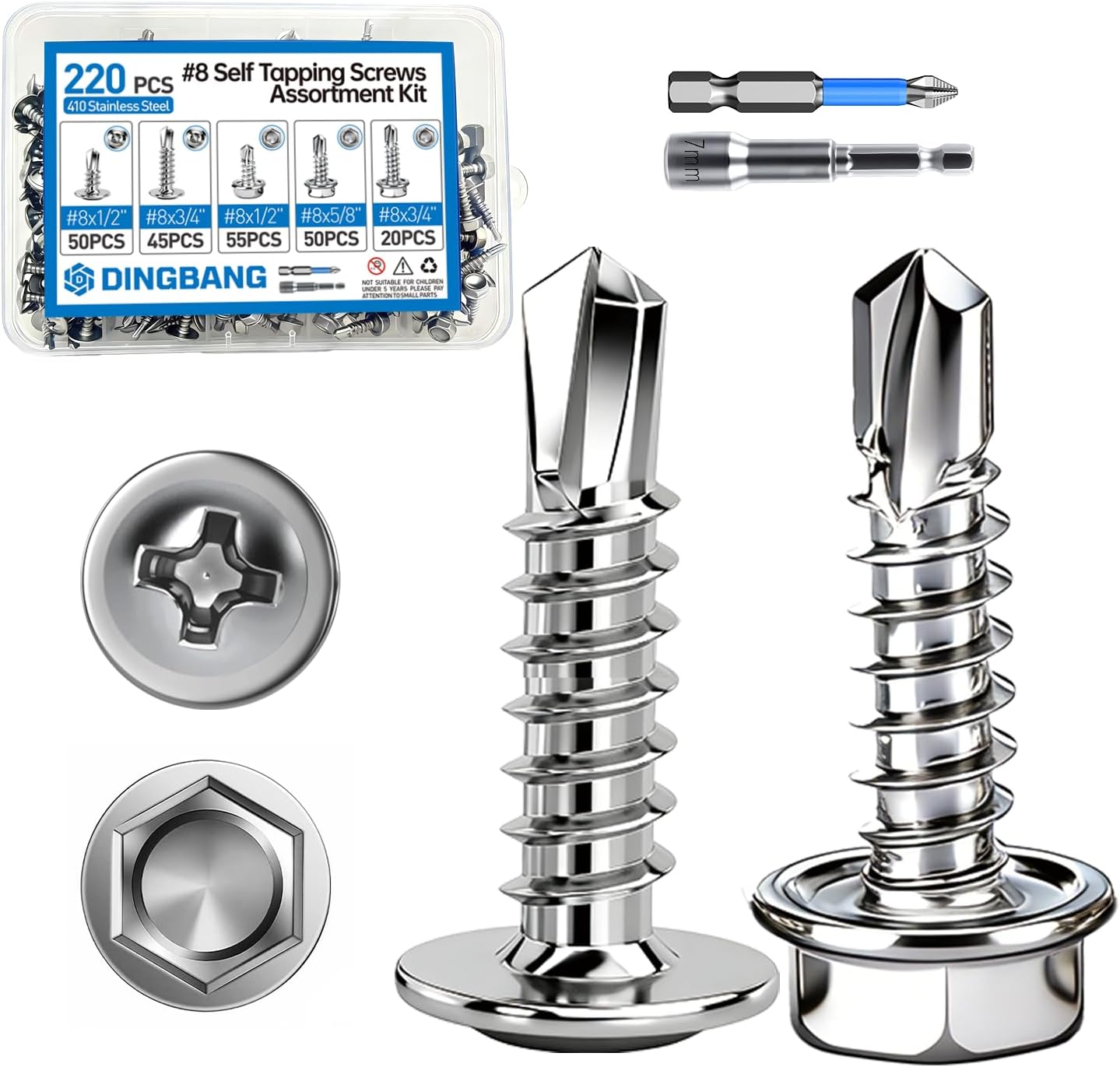 Tornillos autorroscantes acero inox 410 cabeza hex