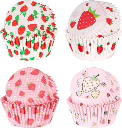 Forros de fresa para cupcakes y tazas de hornear decoración bodas