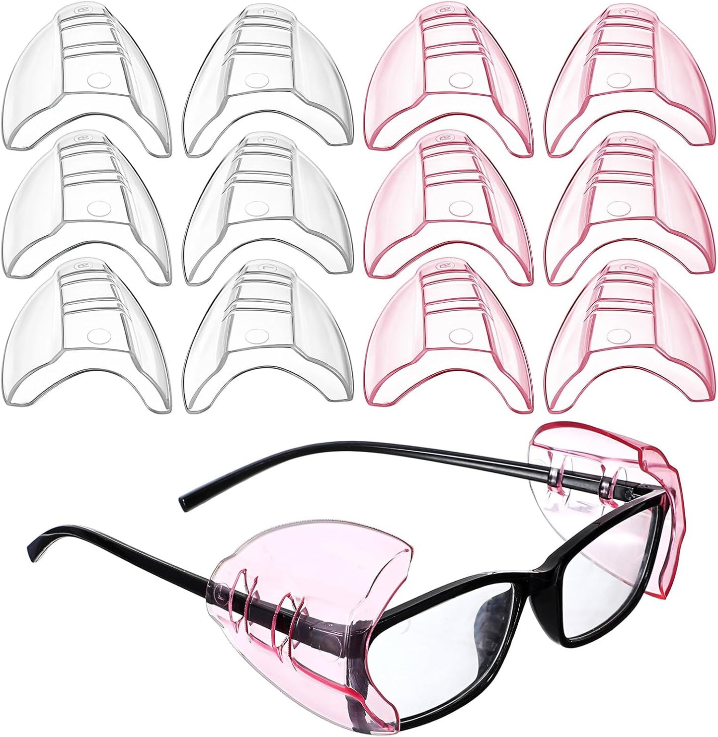6 Pares Protectores Laterales Gafas Transparente Rojo
