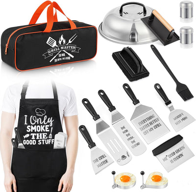 Juego accesorios parrilla espátulas delantal bolsa regalo padre