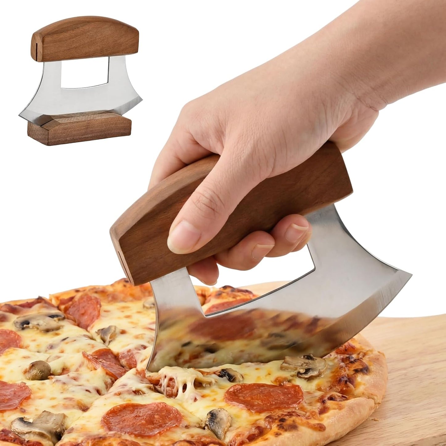 Cortador de pizza y picador de verduras Ulu Knife acero alto carbono mango ergonómico estilo vikingo