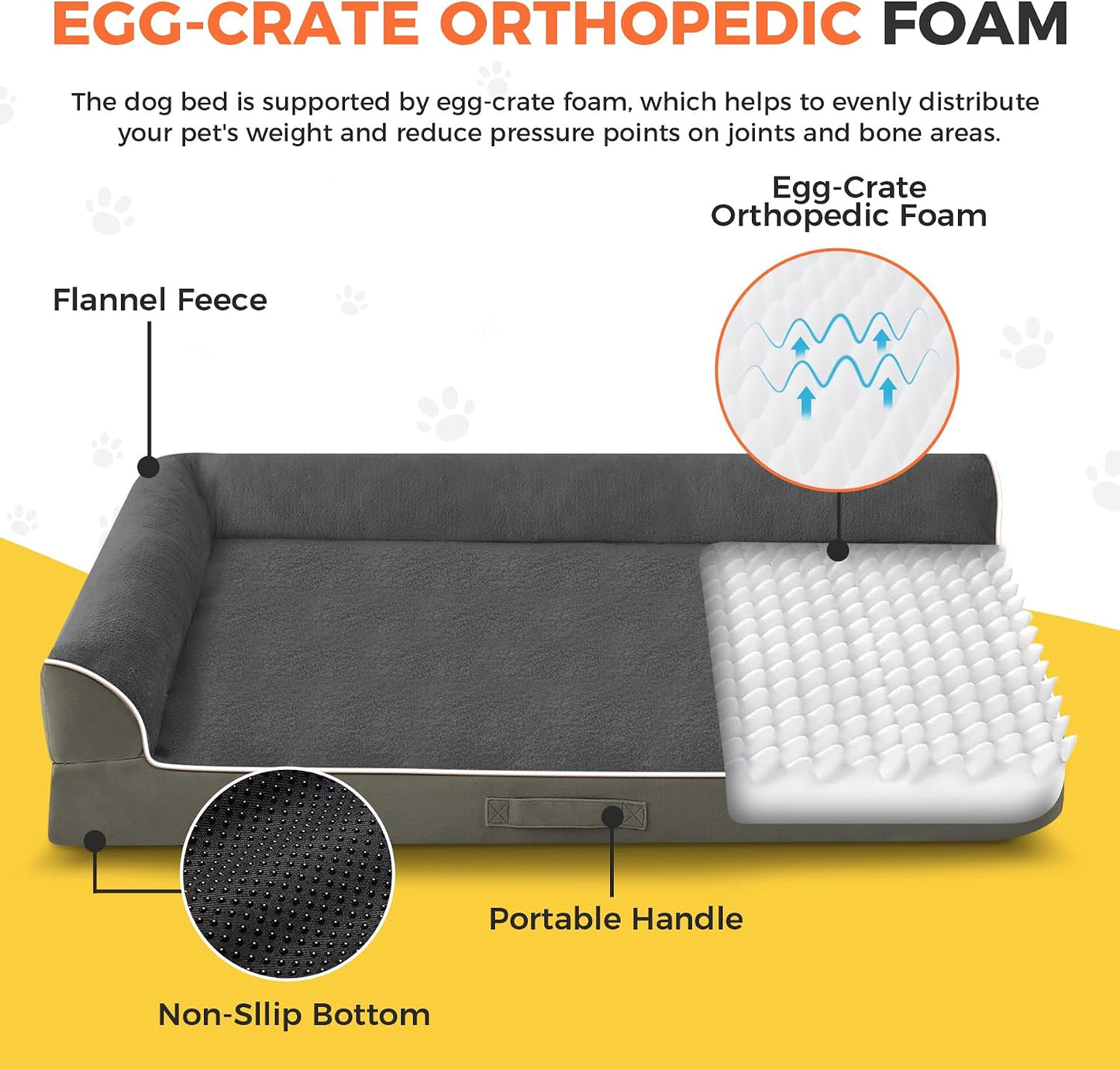 Cama ortopédica XL perros grandes 42x30pulg impermeable