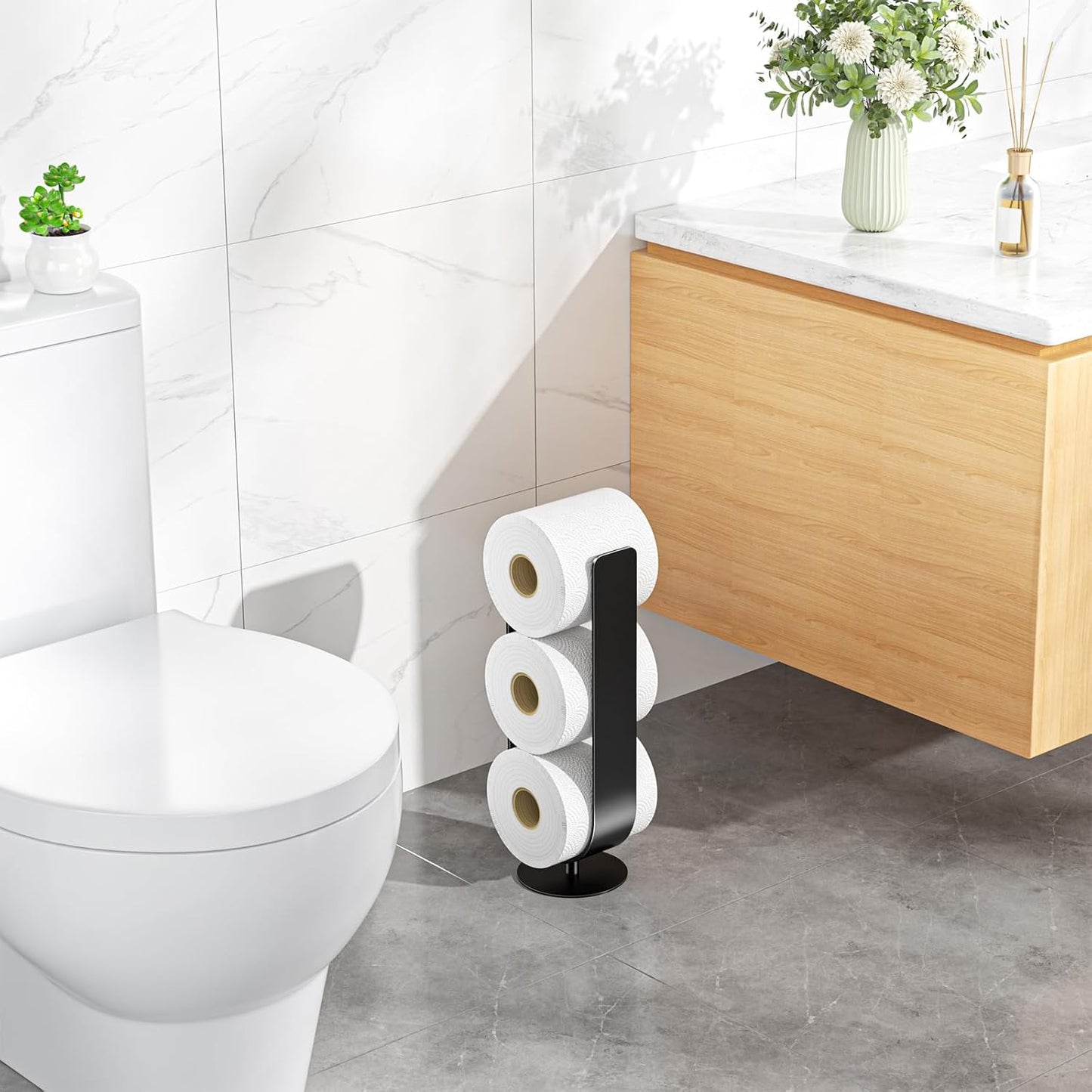 Soporte papel higiénico para 3 rollos metal negro