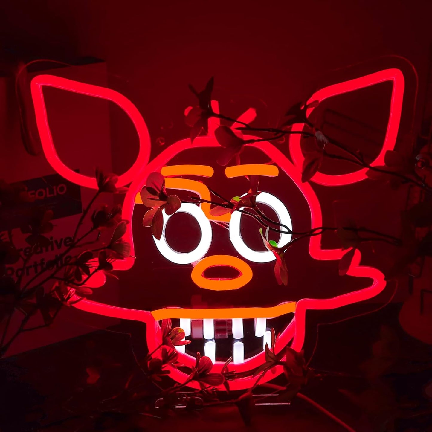 Letrero neón Fox luces LED para decoración sala juegos