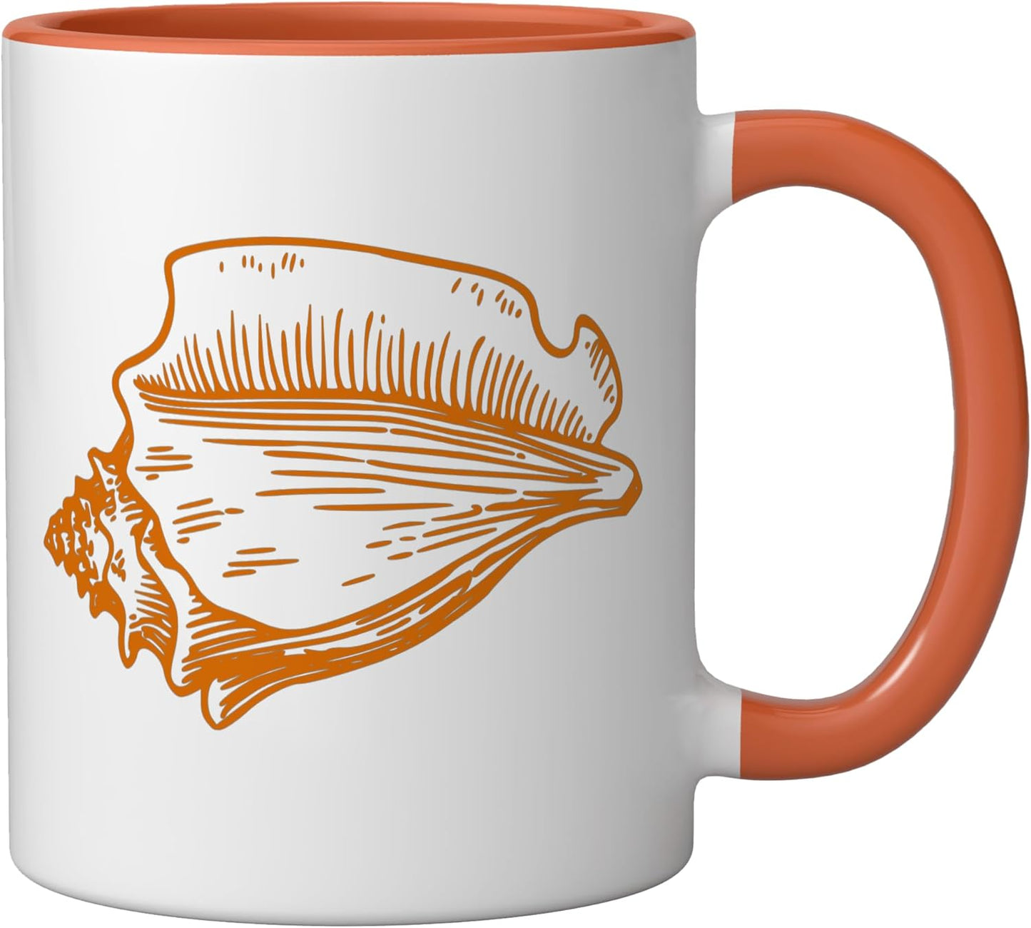 Taza Cerámica Concha Mar Origen Naranja/Blanco