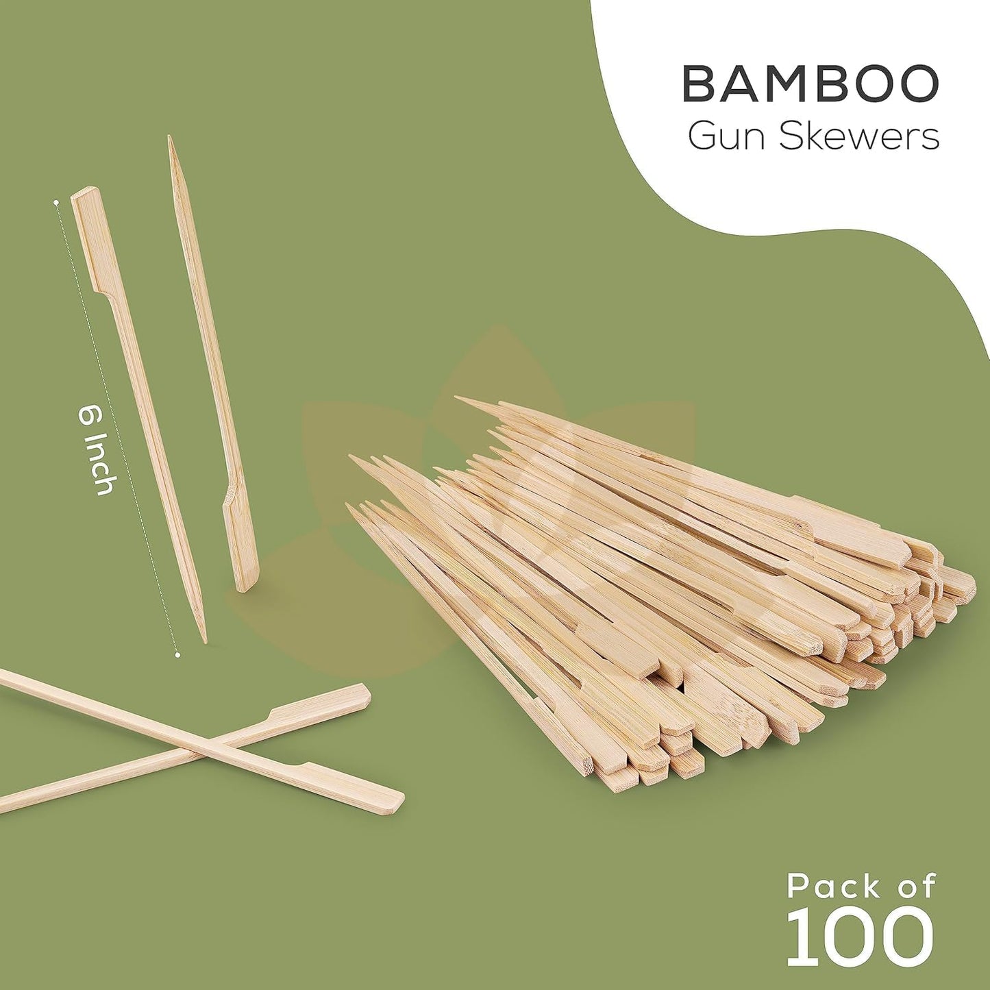 Juego brochetas madera para barbacoa 6pulg 100 unidades marrón