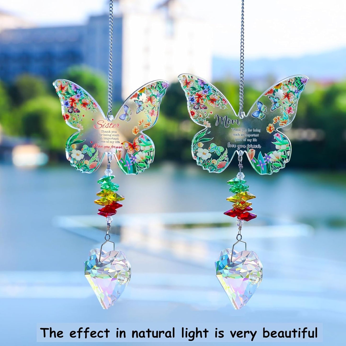 Atrapasoles de mariposa cristal para hermana regalo