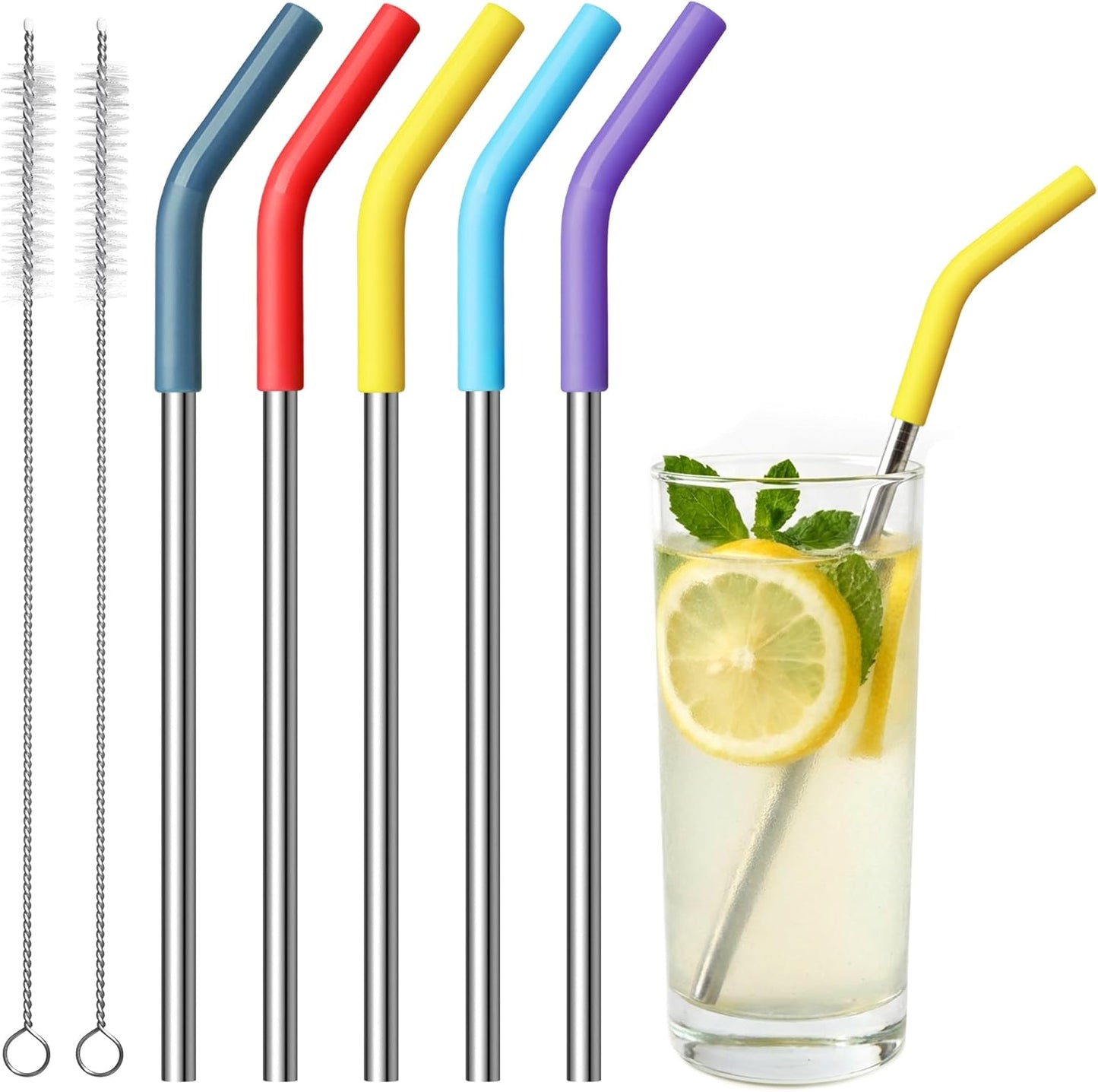 Pajitas acero inox 6pulg silicona juego viaje