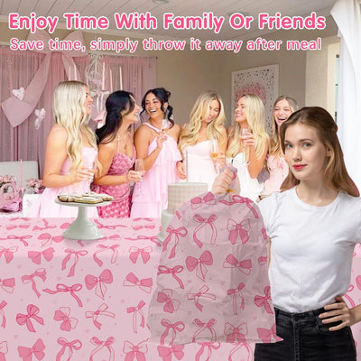 Mantel de plástico rosa para cumpleaños de niña 54x108 pulgadas