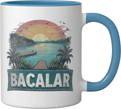 Taza vintage de cerámica color azul y blanco Retro Bacalar