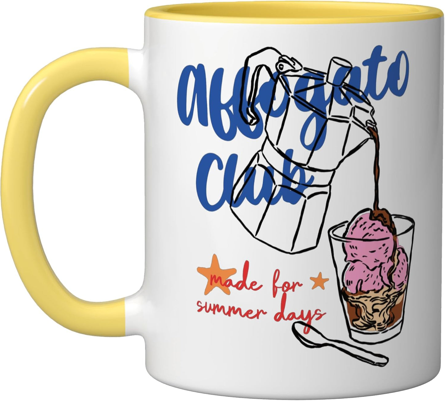 Taza cafetera italiana Affogato estilo café cerámica amarilla/blanca