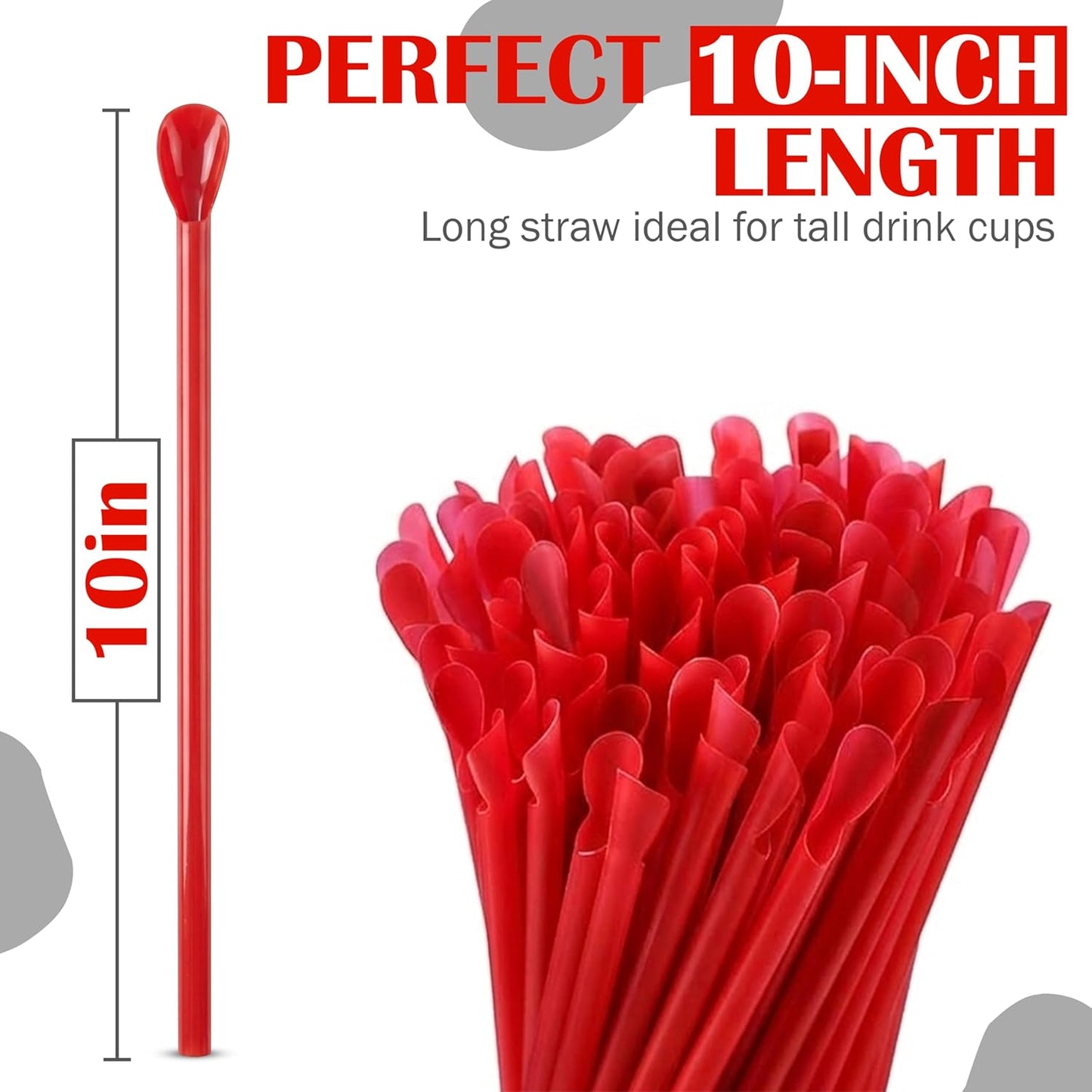 Pajitas de plástico rojas con extremo de cuchara 10 pulgadas paquete de 200