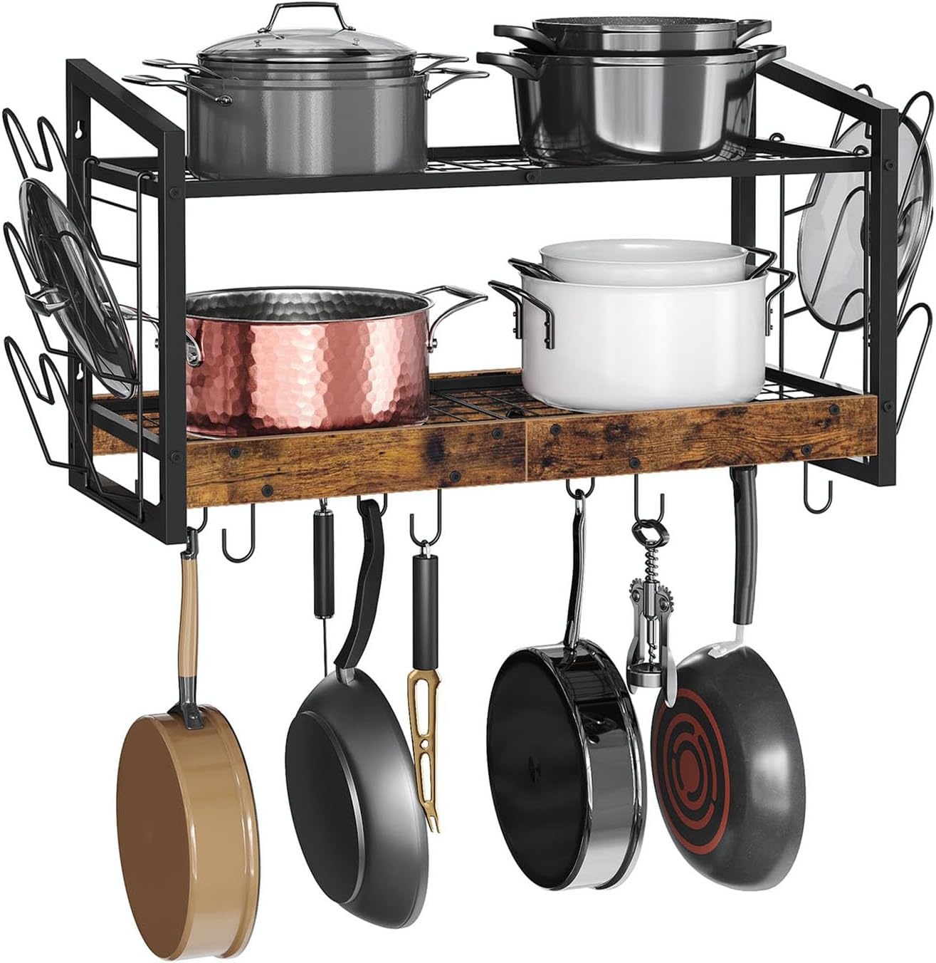 Estantería colgante para olla y cubo de basura cocina