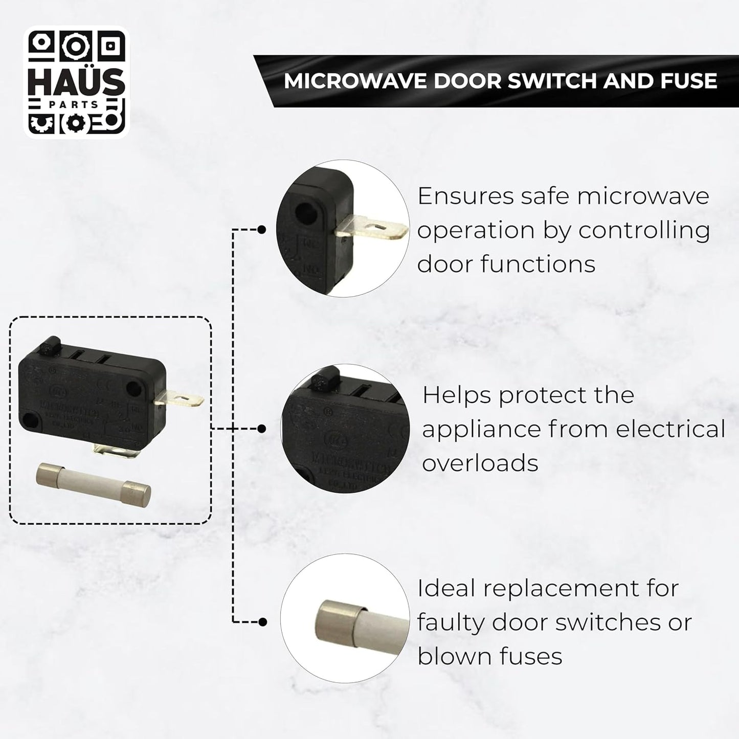 Kit interruptor puerta y fusible para microondas FSSBA016KIT