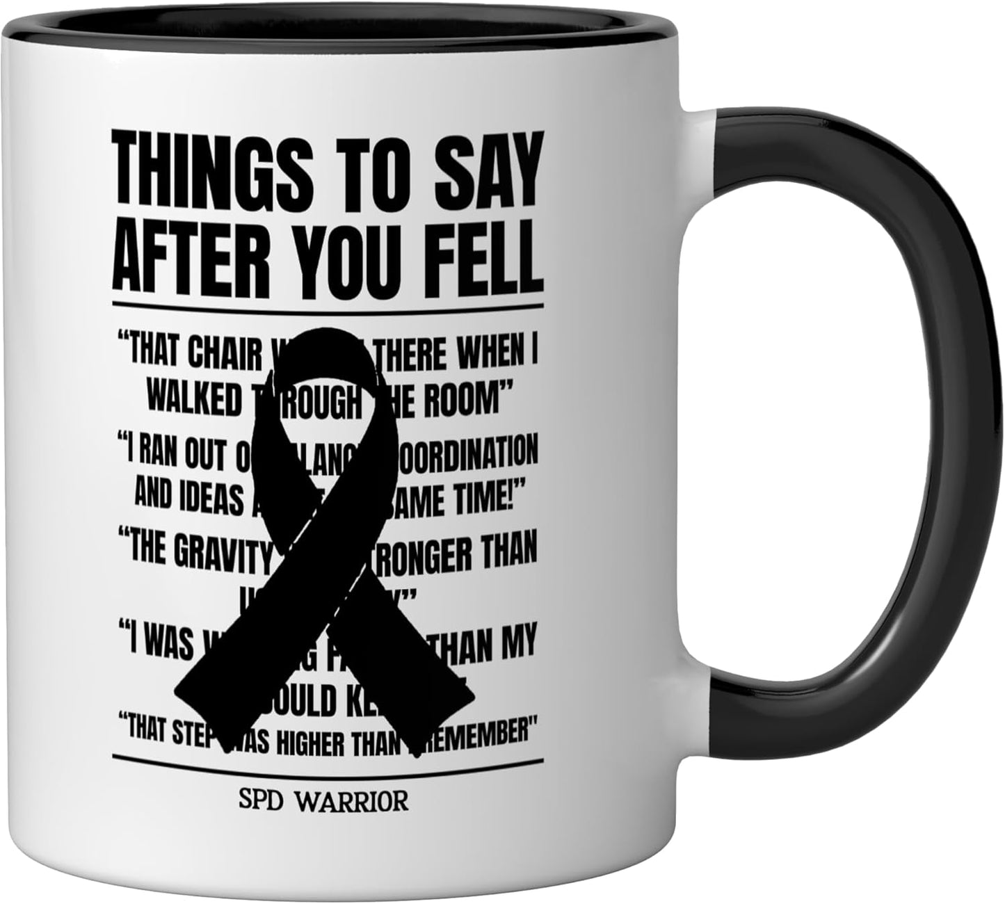 Taza cerámica para trastorno del procesamiento sensorial SPD negra/blanca