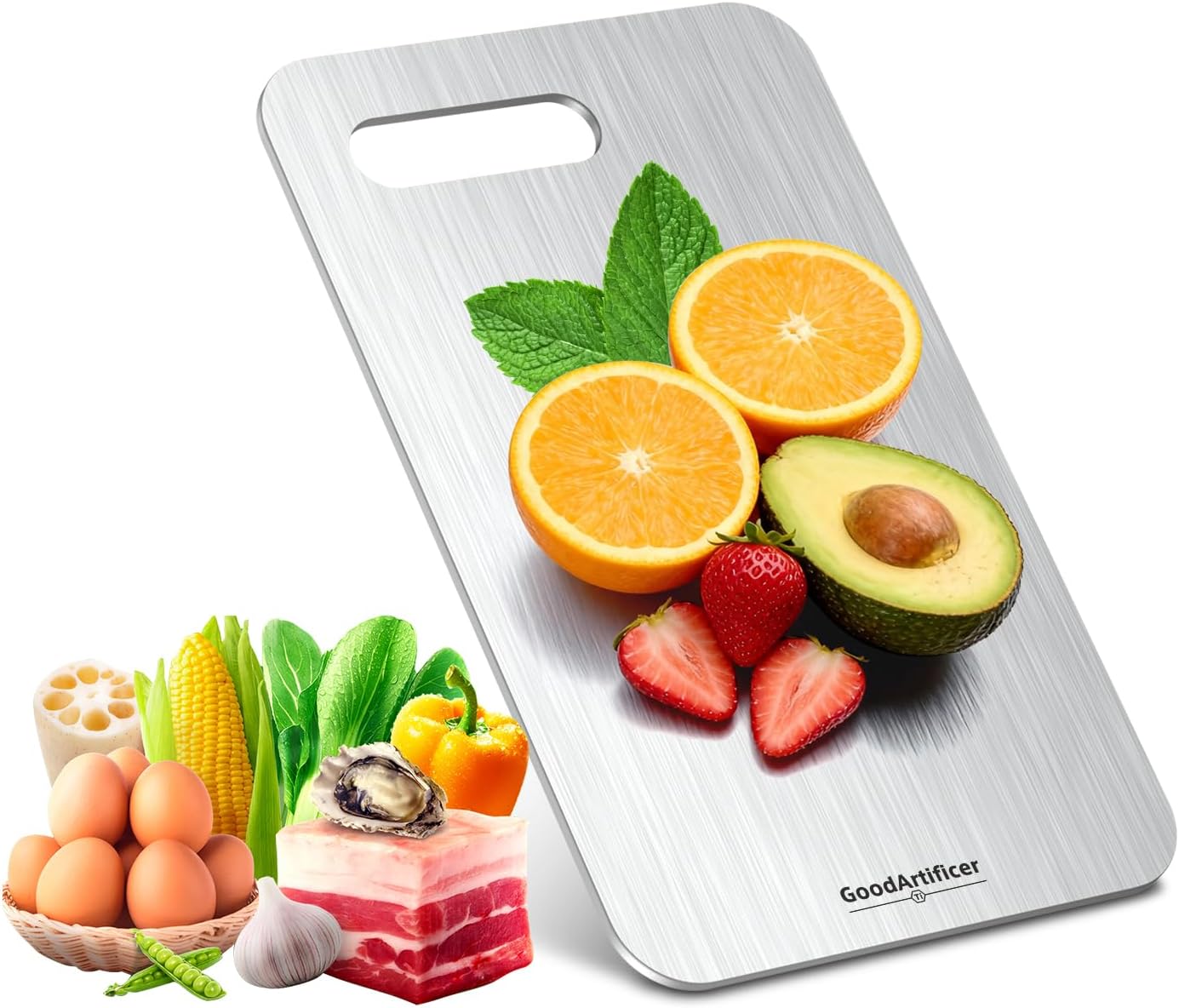 Tabla cortar titanio puro doble cara mango 10.5