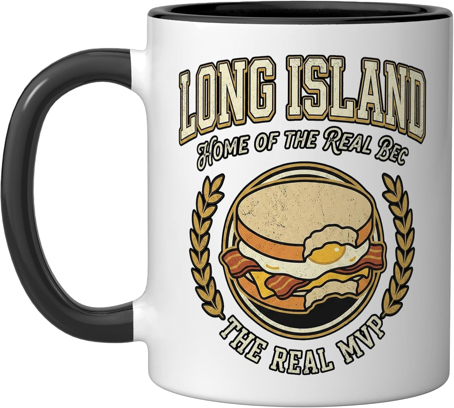 Taza cerámica Long Island Bacen Egg Cheese Sandwich Fan Negro/Blanco