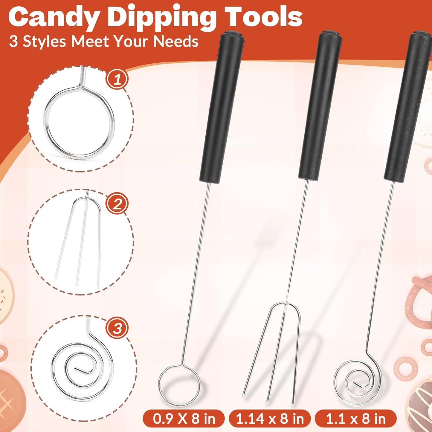 Set 3 Tenedores Acero Inox y 2 Cucharas Espiral para Chocolate