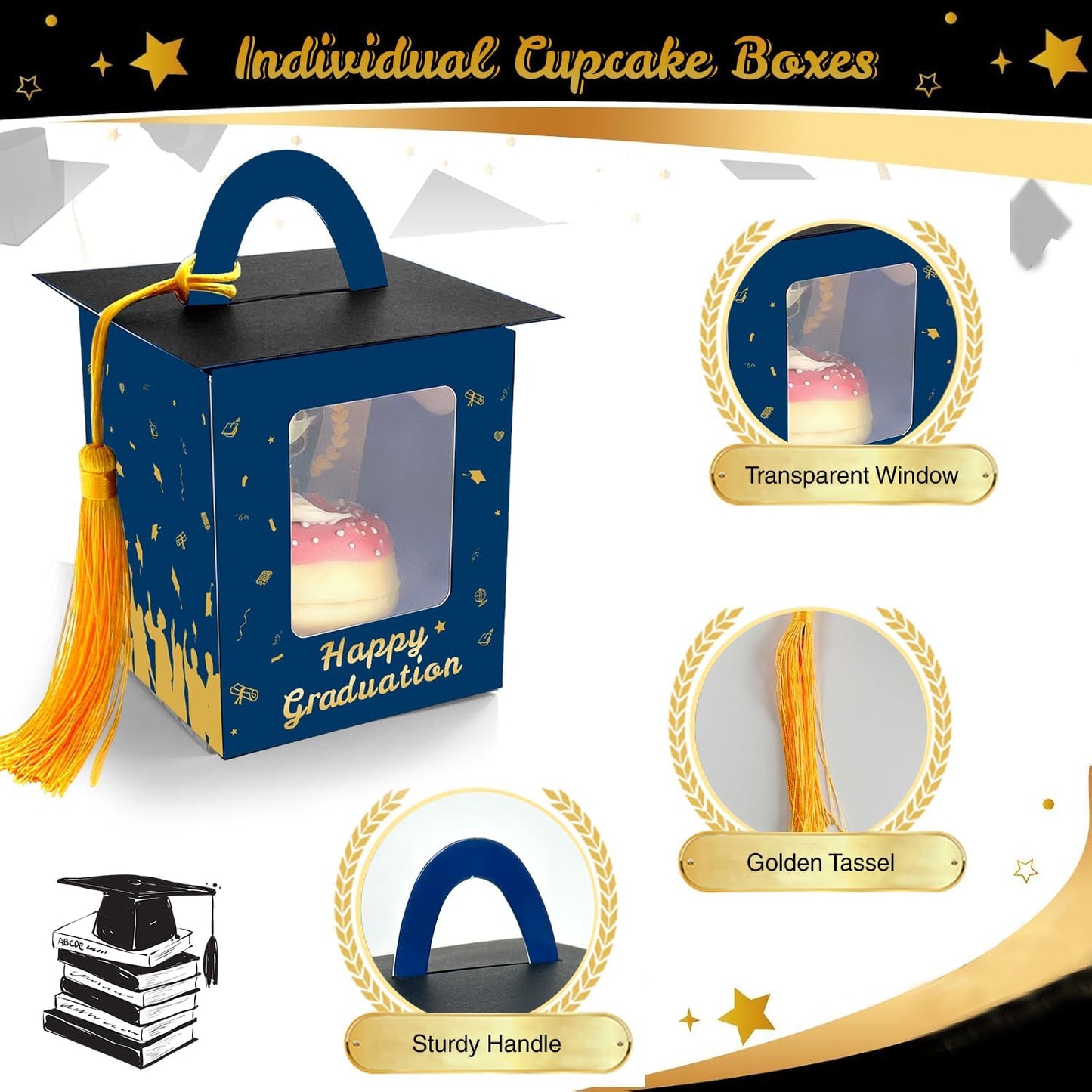 Caja regalo cupcakes individuales con ventana 30uds