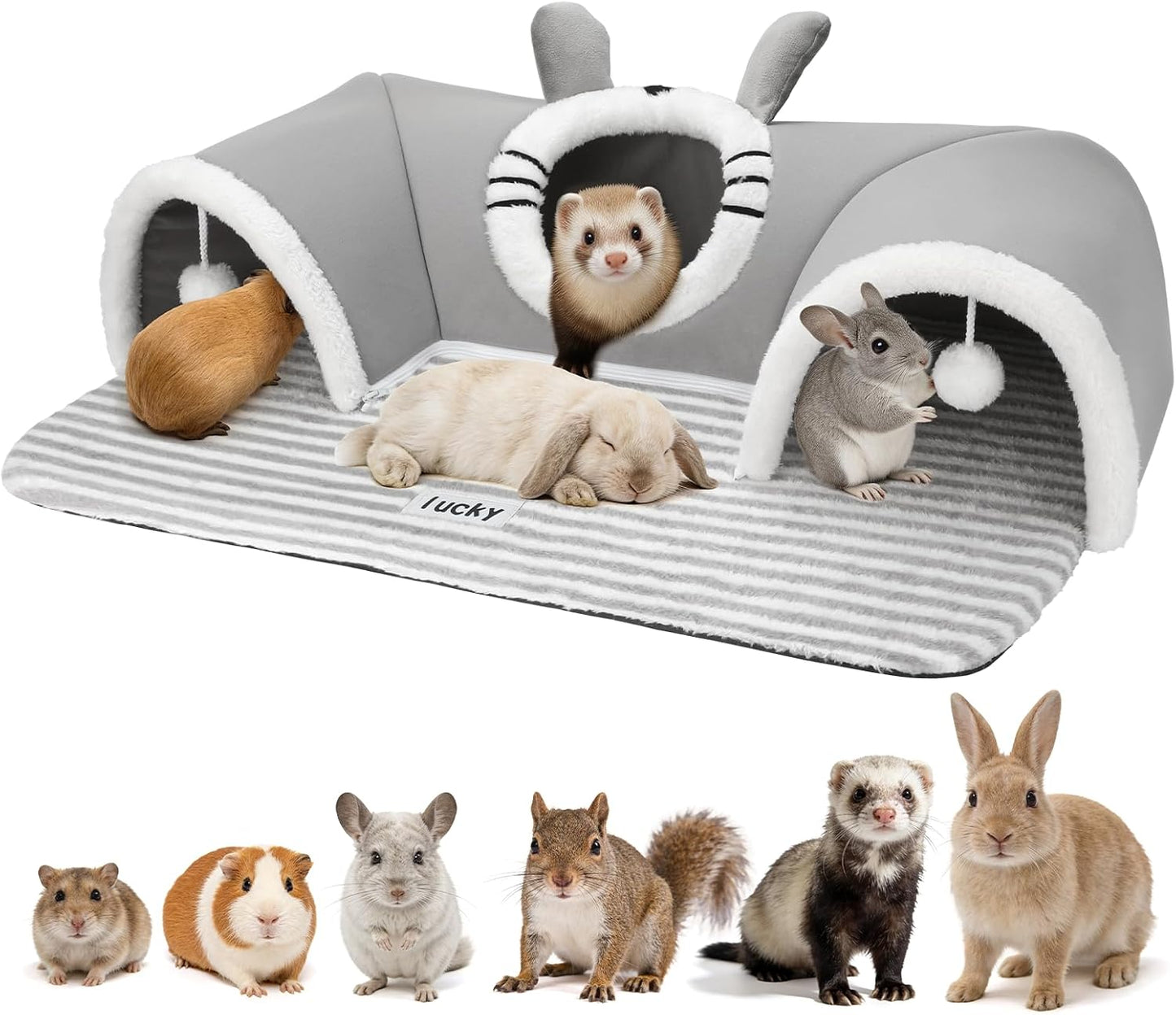 Cama túnel conejo 3 vías extraíble lavable para medianos y pequeños