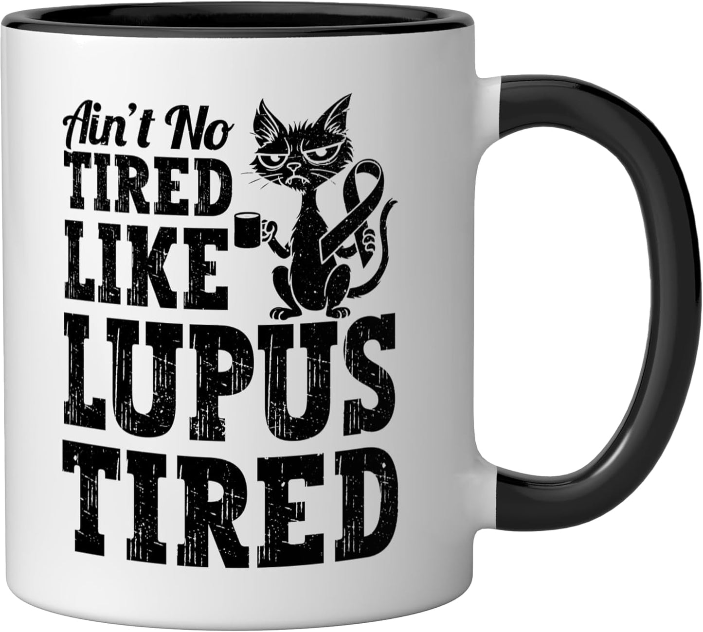 Taza cerámica para conciencia sobre lupus negra/blanca
