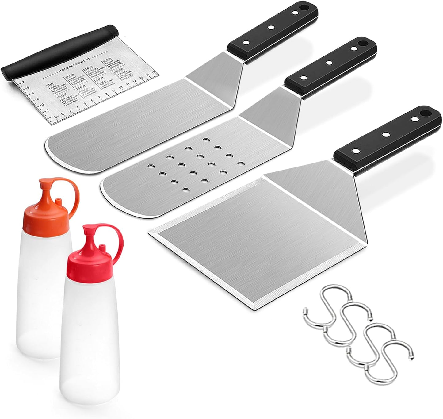 Set 10 accesorios parrilla acero inox espátula metal