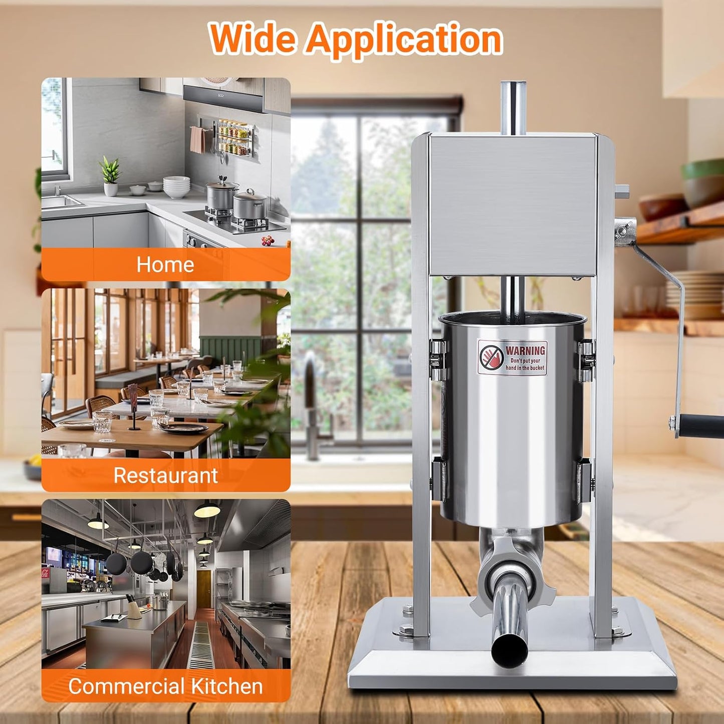 Máquina rellenar salchichas acero inox 7lb set 5 tubos