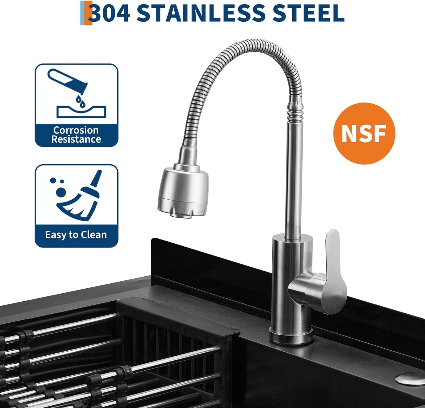 Fregadero acero inox utilitario con estante y patas ajustables
