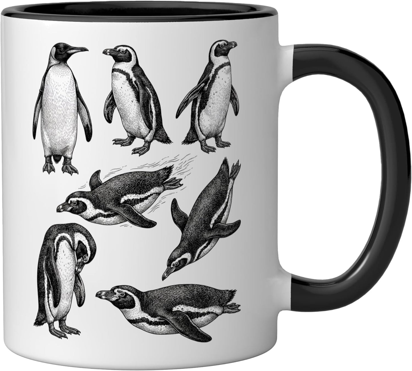Taza Cerámica Vintage Penguin Animal Negro/Blanco