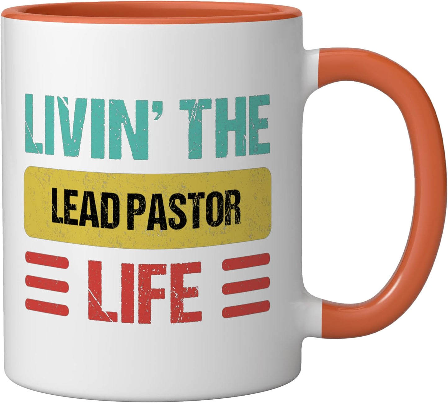 Taza cerámica para pastor líder en naranja/blanco