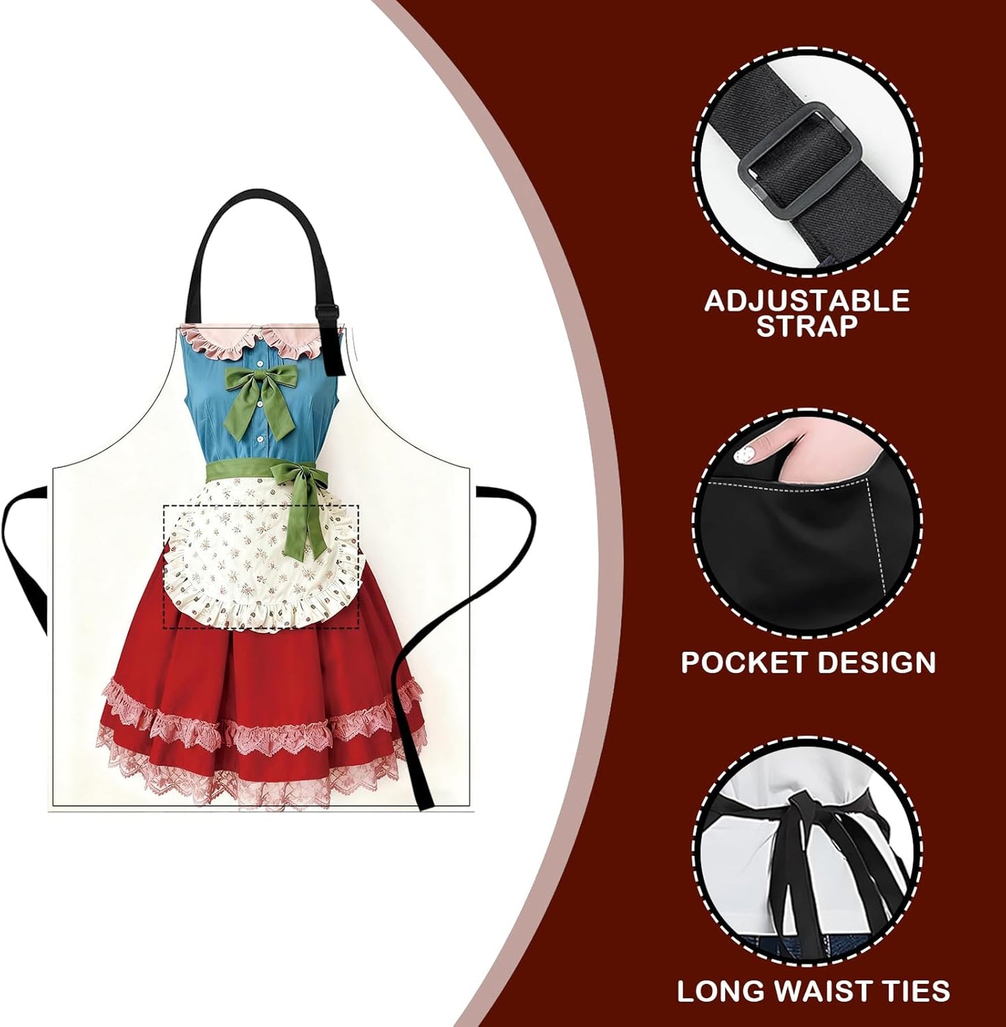 Delantal de cocina de poliéster 26.7 x 30.7 pulgadas diseño Pascua Retro Lolita con bolsillos