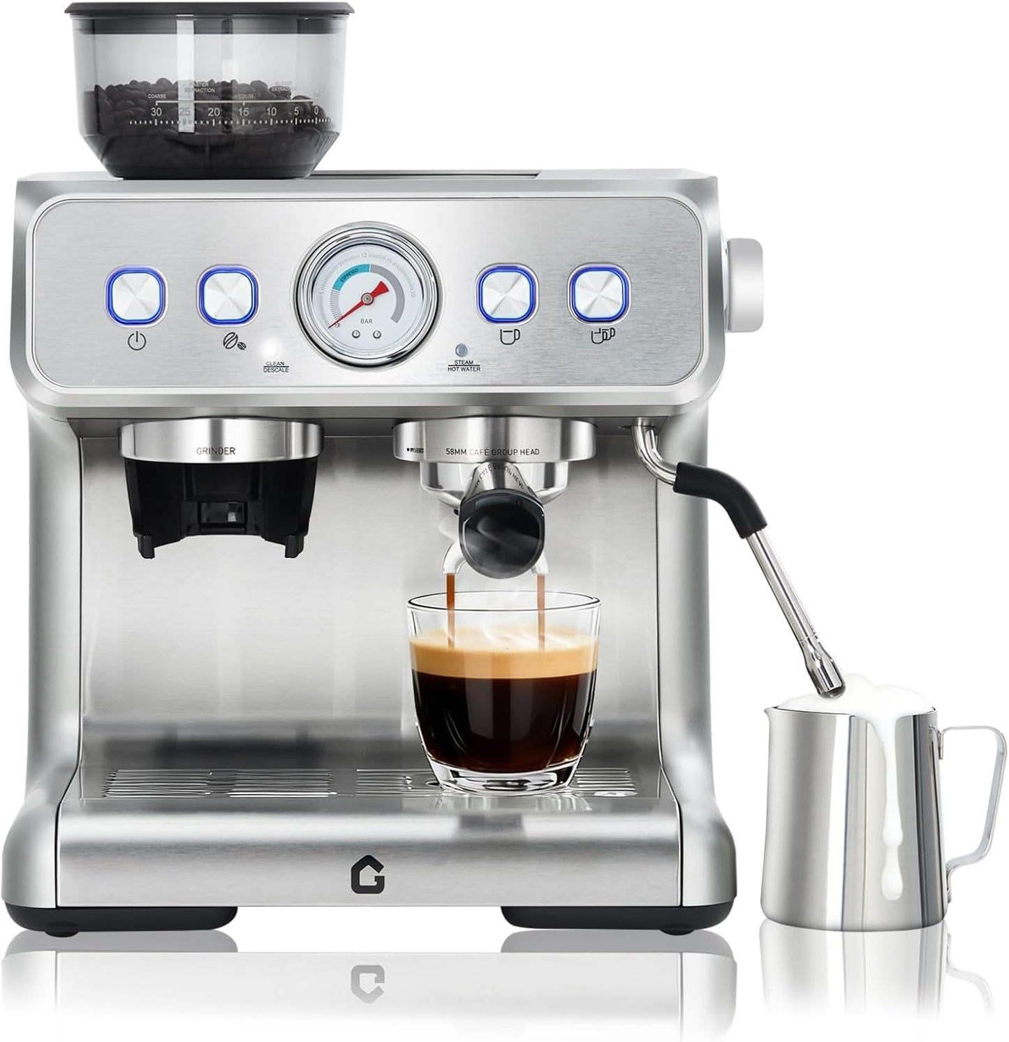 Máquina acero inox bomba 20 bar tanque 2.8l espumador leche