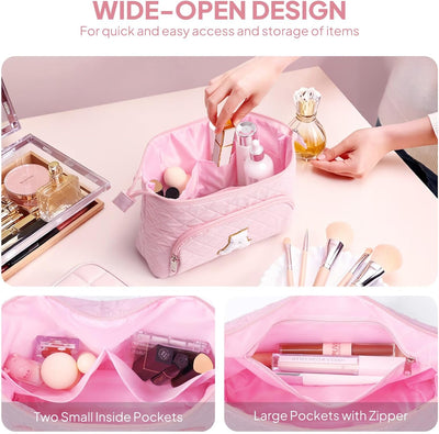 Bolsa maquillaje con inicial rosa regalo cumpleaños mujer