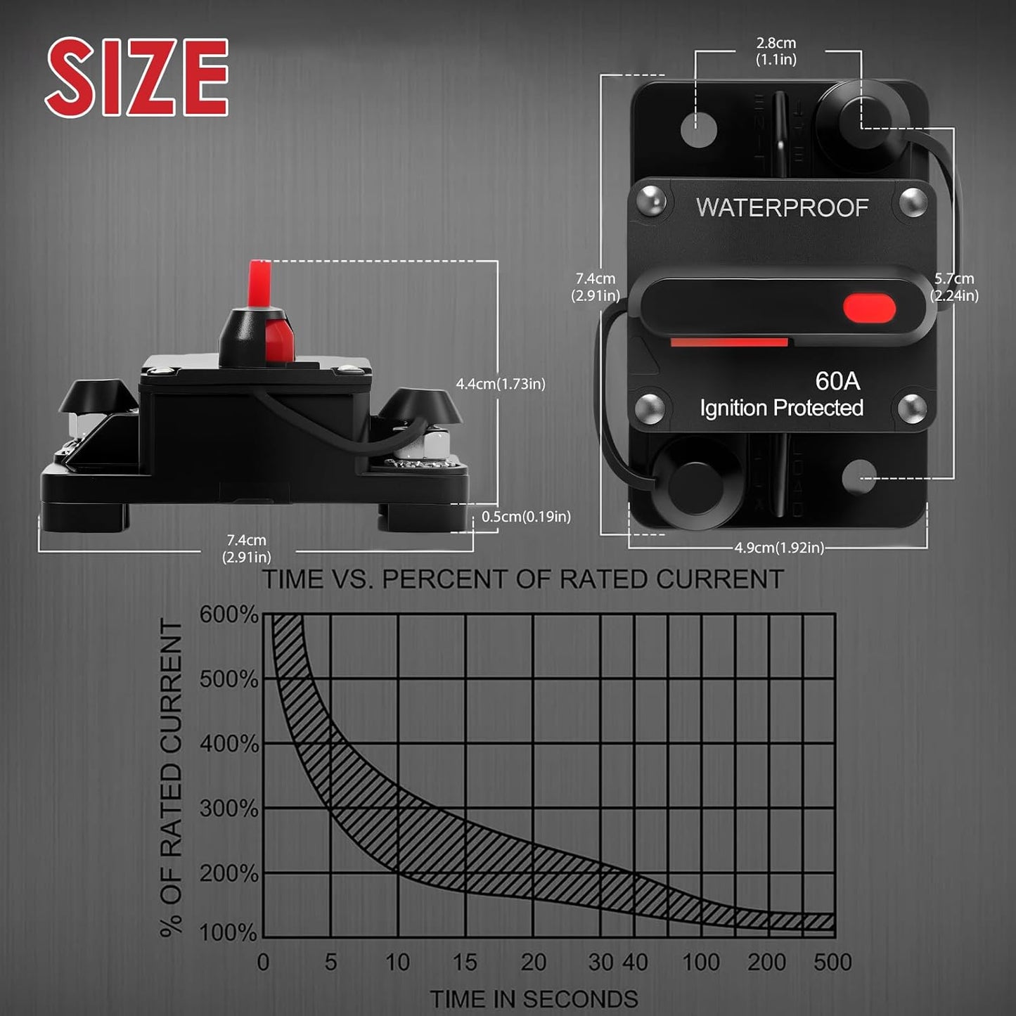Disyuntores automóvil 300A 12-48V impermeables IP67